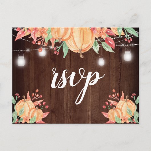Pumpkin ernten Autumn Lights Wedding RSVP Postkarte (Vorderseite)