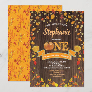 Pumpkin erste Einladung zum Geburtstag. Rustikales
