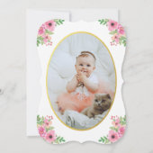 Pumpkin erste Geburtstag Foto Einladung Rosa (Rückseite)