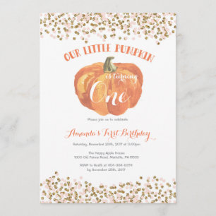 Pumpkin erste Geburtstagseinladung Pink und Gold Einladung