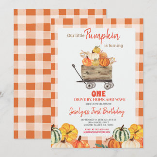 Pumpkin erste Geburtstagsfahrt bis zum Geburtstag Einladung