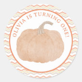 Pumpkin Erste Geburtstagsparty Stickers (Vorderseite)