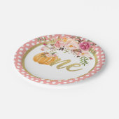 Pumpkin Erste Geburtstagspulpe - Blumensteine Pappteller (Schrägansicht)