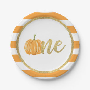 Pumpkin Erste Geburtstagspulpe - orangefarbener St Pappteller