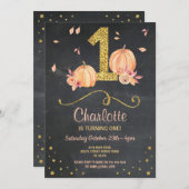 Pumpkin ersten einen Geburtstag Fall Chalk Einladu Einladung (Vorne/Hinten)