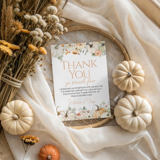 Pumpkin Ersten Geburtstag Danke Karte