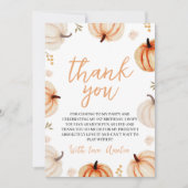 Pumpkin Ersten Geburtstag Danke Karte (Vorderseite)