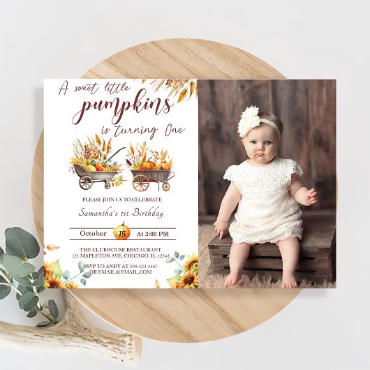 Pumpkin ersten Geburtstag ein süßer kleiner Pumpki Einladung