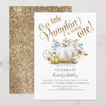 Pumpkin ersten Geburtstag Einladung Herbst Gold Fa
