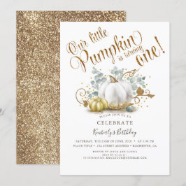Pumpkin ersten Geburtstag Einladung Herbst Gold Fa