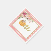 Pumpkin Erster Geburtstag Napkin - Blumenrosa Punk Serviette (Ecke)