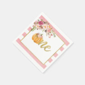 Pumpkin Erster Geburtstag Napkin - Blumenrosa Stre Serviette (Ecke)