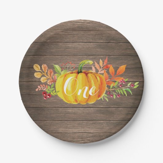 Pumpkin Erster Geburtstag Russe Herbst Herbst Pappteller (Vorderseite)