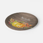 Pumpkin Erster Geburtstag Rustikaler Herbst Herbst Pappteller (Schrägansicht)
