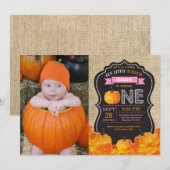 Pumpkin Erstgeburt Einladung Orange Burlap (Vorne/Hinten)
