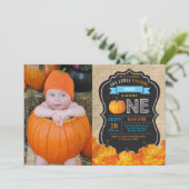 Pumpkin Erstgeburt Einladung Orange Burlap (Stehend Vorderseite)