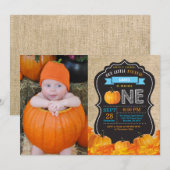 Pumpkin Erstgeburt Einladung Orange Burlap (Vorne/Hinten)