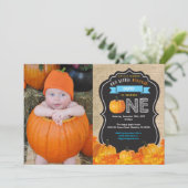 Pumpkin Erstgeburt Einladung Orange Burlap (Stehend Vorderseite)