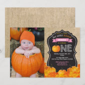 Pumpkin Erstgeburt Einladung Orange Burlap (Vorne/Hinten)