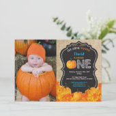 Pumpkin Erstgeburt Einladung Orange Burlap (Stehend Vorderseite)