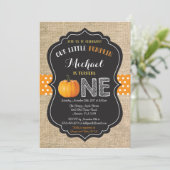Pumpkin Erstgeburt Einladung Orange Burlap (Stehend Vorderseite)