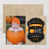 Pumpkin Erstgeburt Einladung Orange Burlap (Vorne/Hinten)