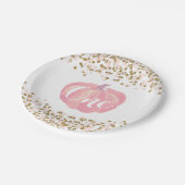 Pumpkin Erstgeburtsch Pink und Gold Paper Teller (Schrägansicht)