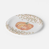 Pumpkin Erstgeburtsch Pink und Gold Paper Teller (Schrägansicht)