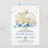 Pumpkin Es ist ein Baby Dusche Blue Einladung (Vorne/Hinten)