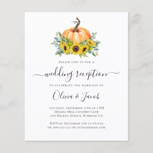 Pumpkin Eucalyptus Wedding Reception Einladung (Vorderseite)