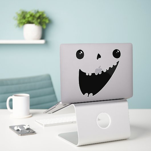Pumpkin Face Carving Halloween Funny Smile Aufkleber (Laptop auf Schreibtisch)