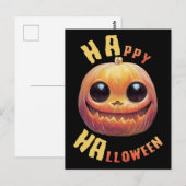 Pumpkin Face | Frohe Halloween Postkarte (Vorne/Hinten)