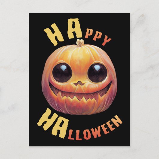 Pumpkin Face | Frohe Halloween Postkarte (Vorderseite)