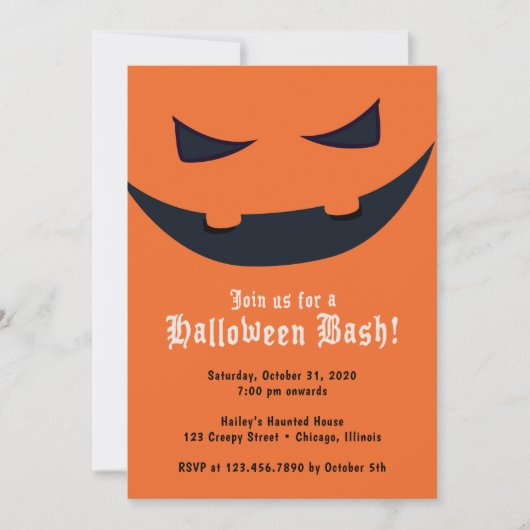 Pumpkin Face Halloween-Party Einladung (Vorderseite)