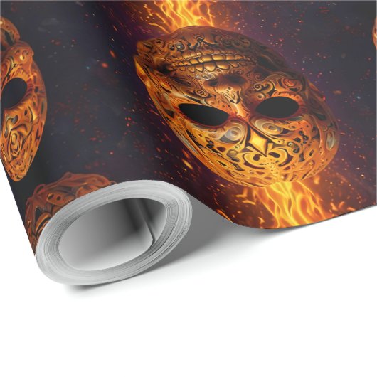 Pumpkin Face Horror Mask Geschenkpapier (Rolleneckpunkt)