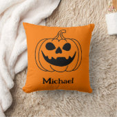 Pumpkin Face Jack O Lantern With Name Kissen (Decke)