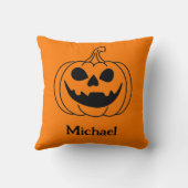 Pumpkin Face Jack O Lantern With Name Kissen (Rückseite)