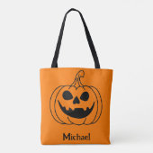 Pumpkin Face Jack O Lantern With Name Tasche (Rückseite)