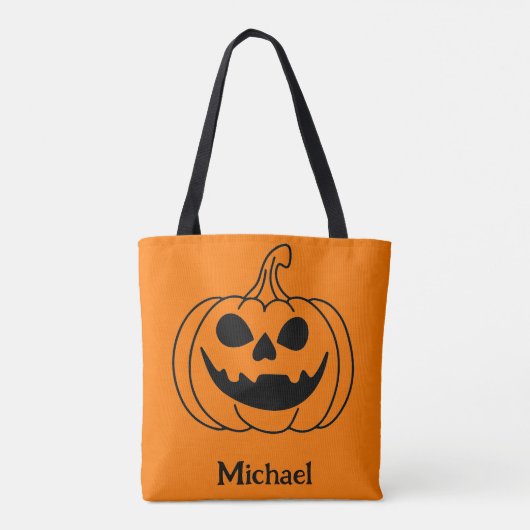 Pumpkin Face Jack O Lantern With Name Tasche (Rückseite)