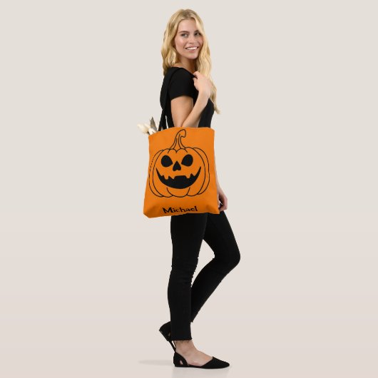 Pumpkin Face Jack O Lantern With Name Tasche (Am Model)