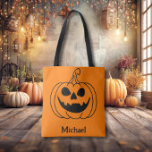 Pumpkin Face Jack O Lantern With Name Tasche