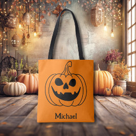 Pumpkin Face Jack O Lantern With Name Tasche