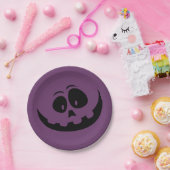 Pumpkin Face Lila Halloween Pappteller (Party)