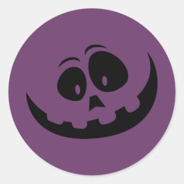 Pumpkin Face Lila Halloween Runder Aufkleber