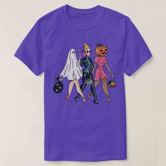 Pumpkin Face Skeleton Shirt, Skeleton Pumpkins Hal T-Shirt (Design vorne)