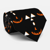 Pumpkin Faces Halloween Black Krawatte (Gerollt)