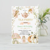 Pumpkin Fairies Tea Party Birthday Invitation Einladung (Stehend Vorderseite)