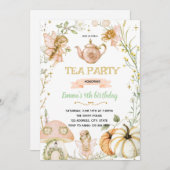 Pumpkin Fairies Tea Party Birthday Invitation Einladung (Vorne/Hinten)
