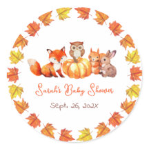 Pumpkin Fall Baby Dusche Autumn Leaves & Animals