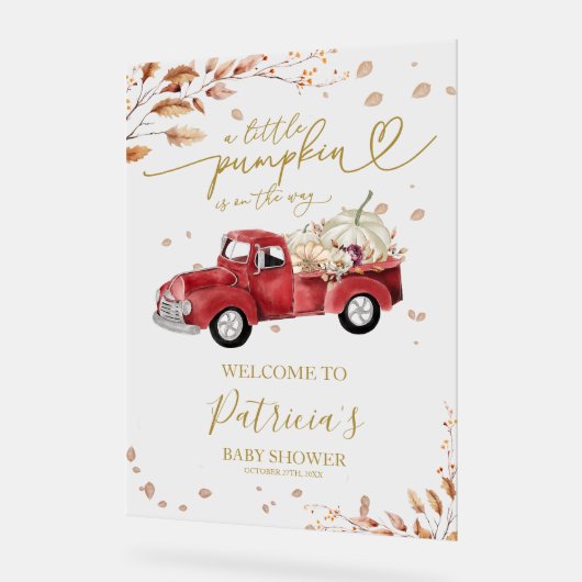 Pumpkin Fall Baby Dusche Begrüßungszeichen Acrylschild (Winkel)